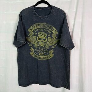 DOM Speed Junkies Moto Club Motorcycle Biker Skull Tshirt Lg
